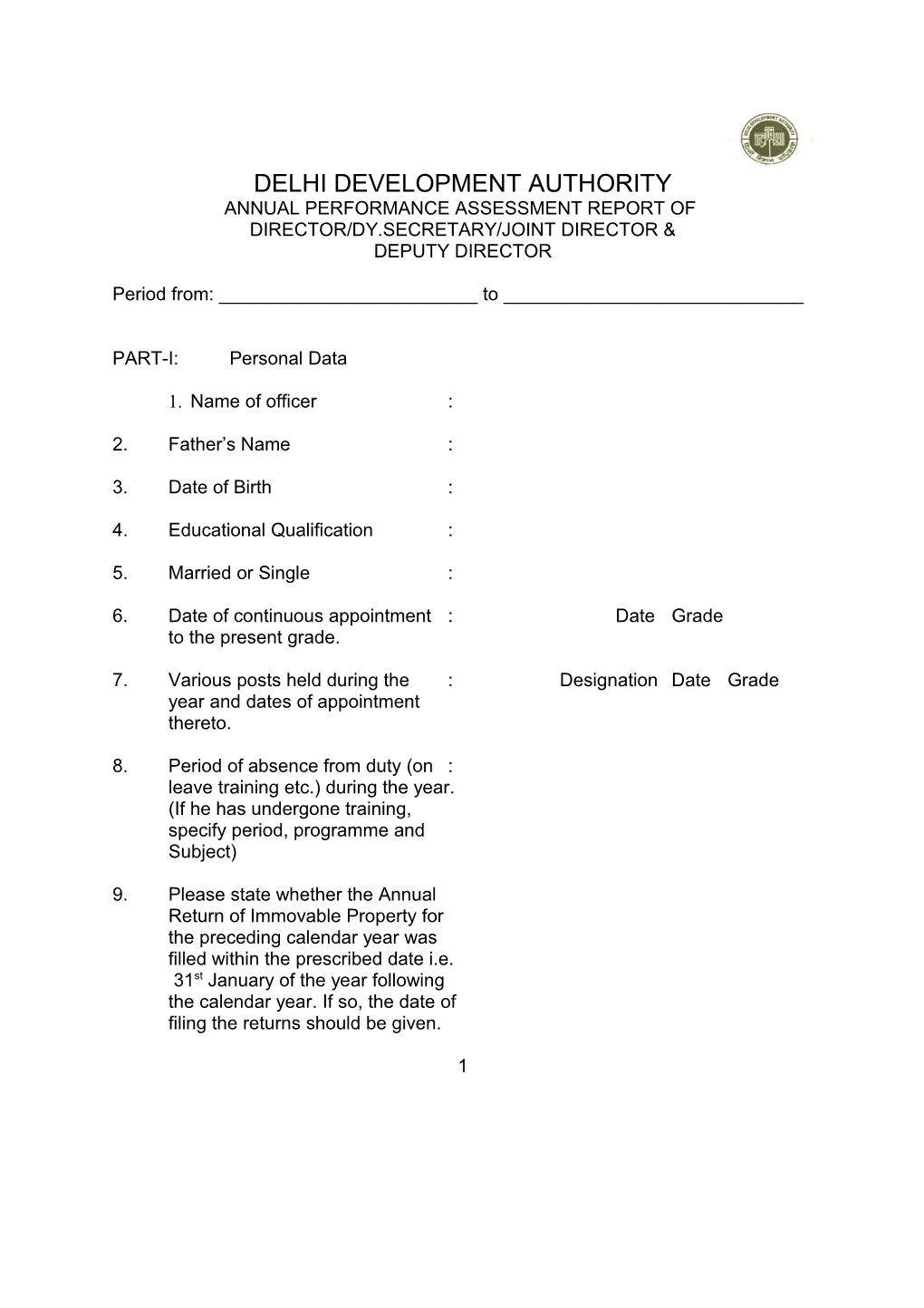 Annual Performance Assessment Report Of