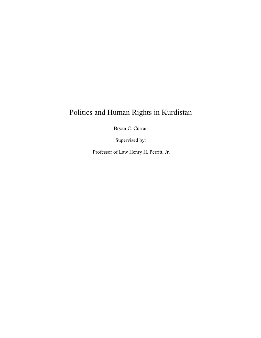 Politics and Human Rights in Kurdistan