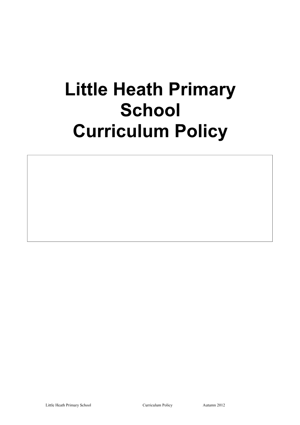 CSF0063 Model Curriculum Policy