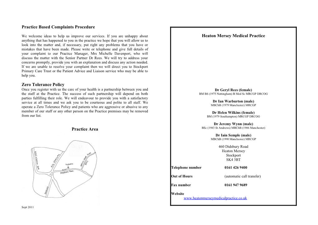 Practice Based Complaints Procedure