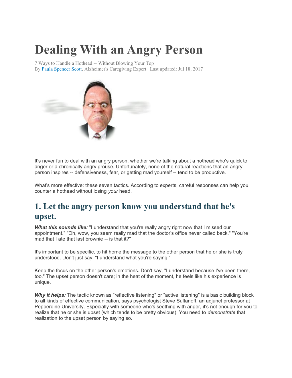 Dealing with an Angry Person