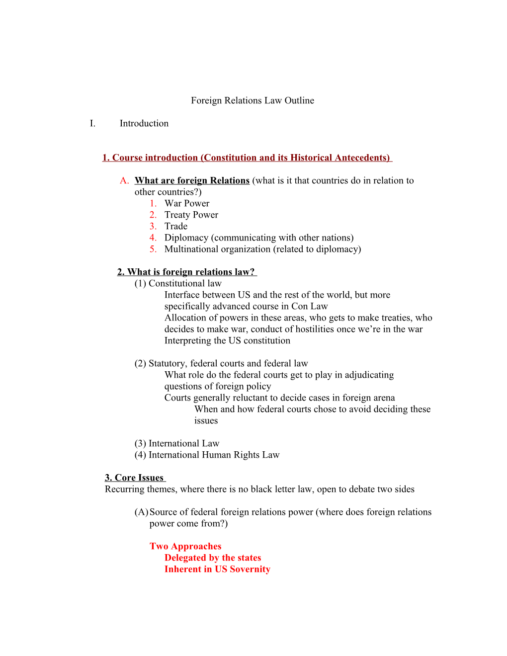 Foreign Relations Law Outline