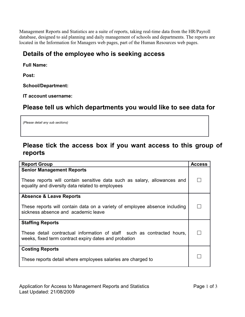 Details of the Employee Who Is Seeking Access