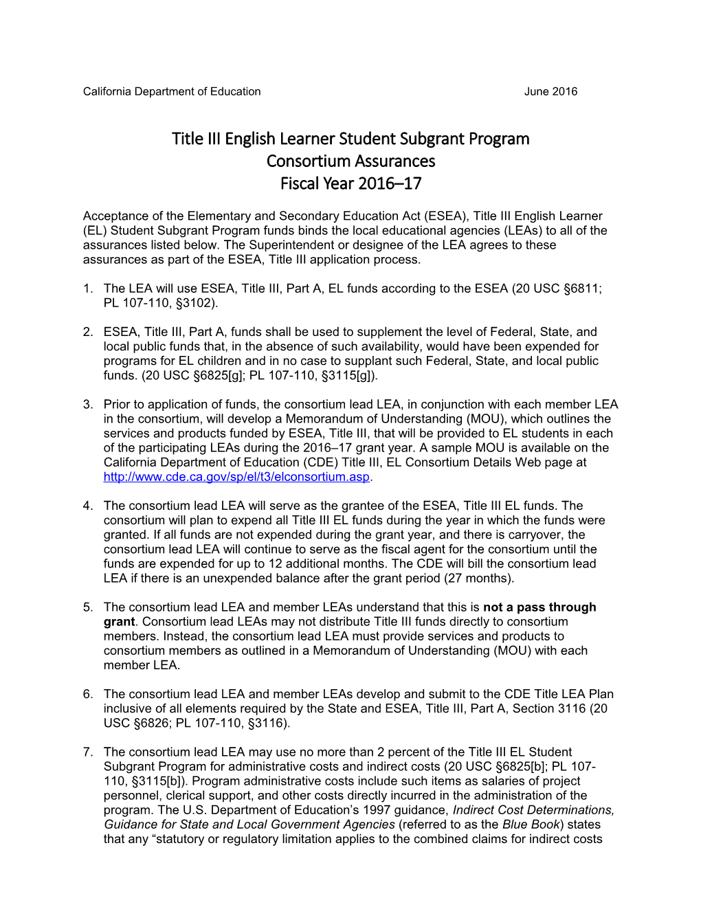 Att-16: Title III LEP Education Subgrant Program (CA Dept of Education)
