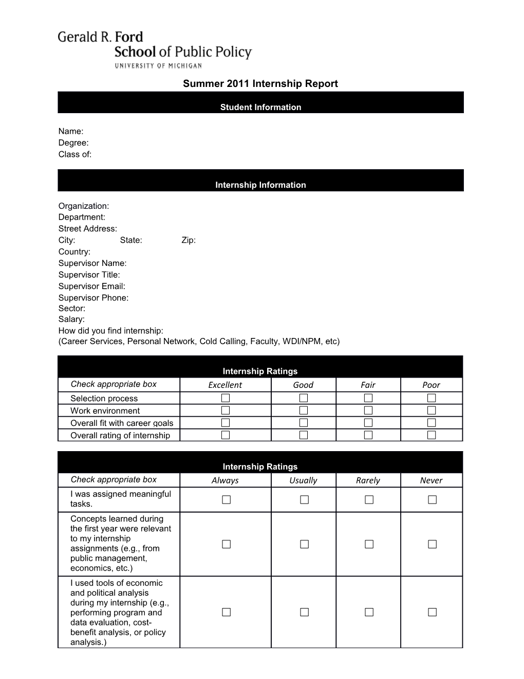 Summer 2011 Internship Report