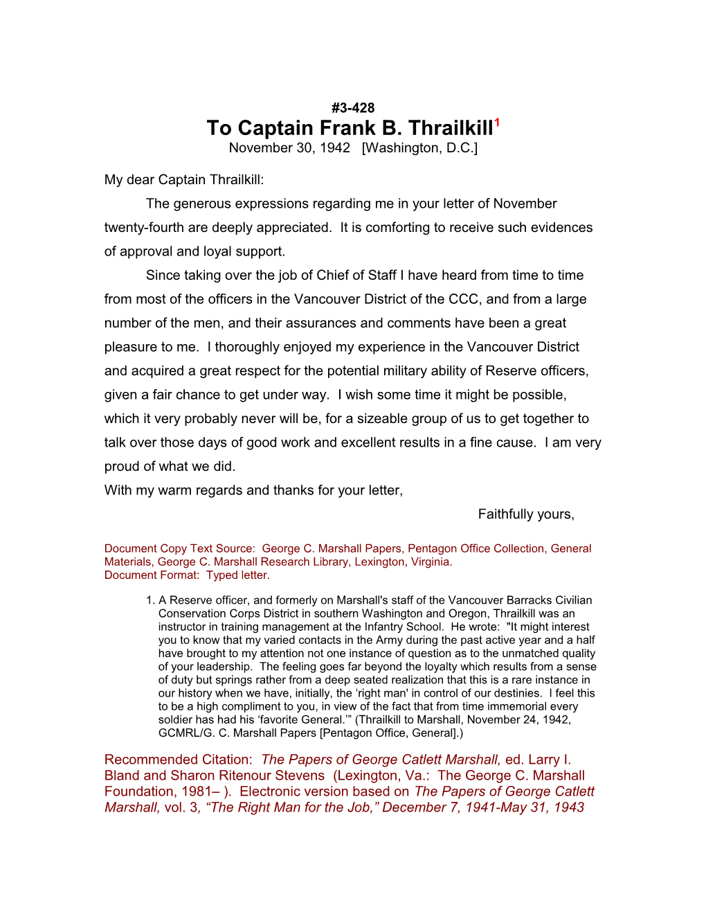To Captain Frank B. Thrailkill1