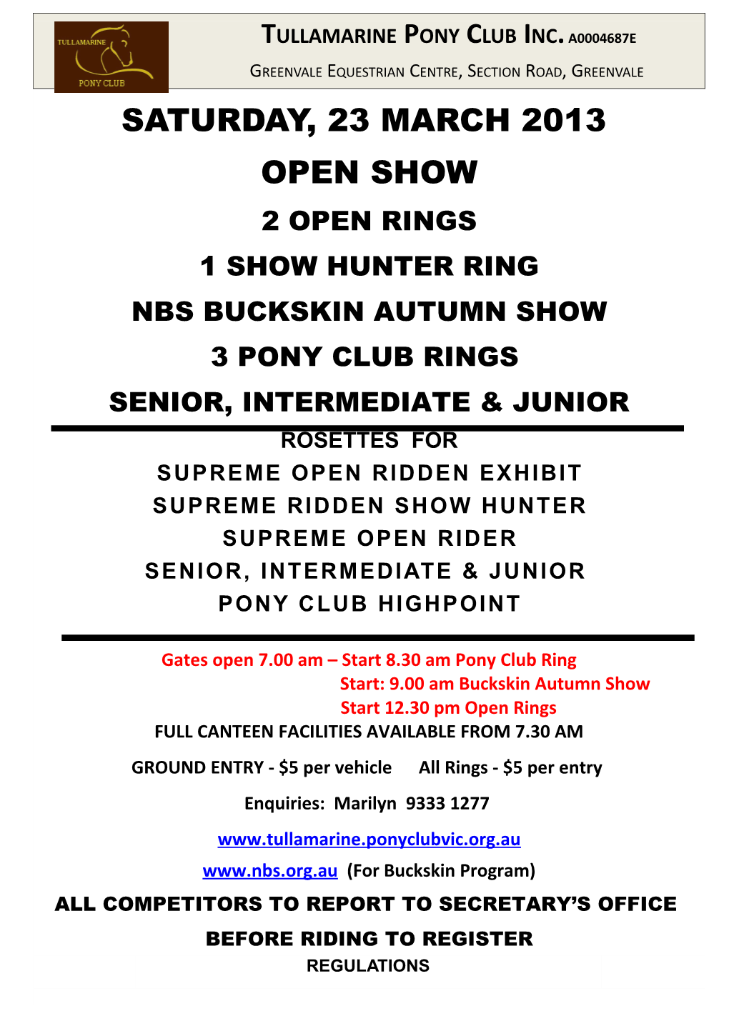 Tullamarine Pony Club Spring Pre Royal Show