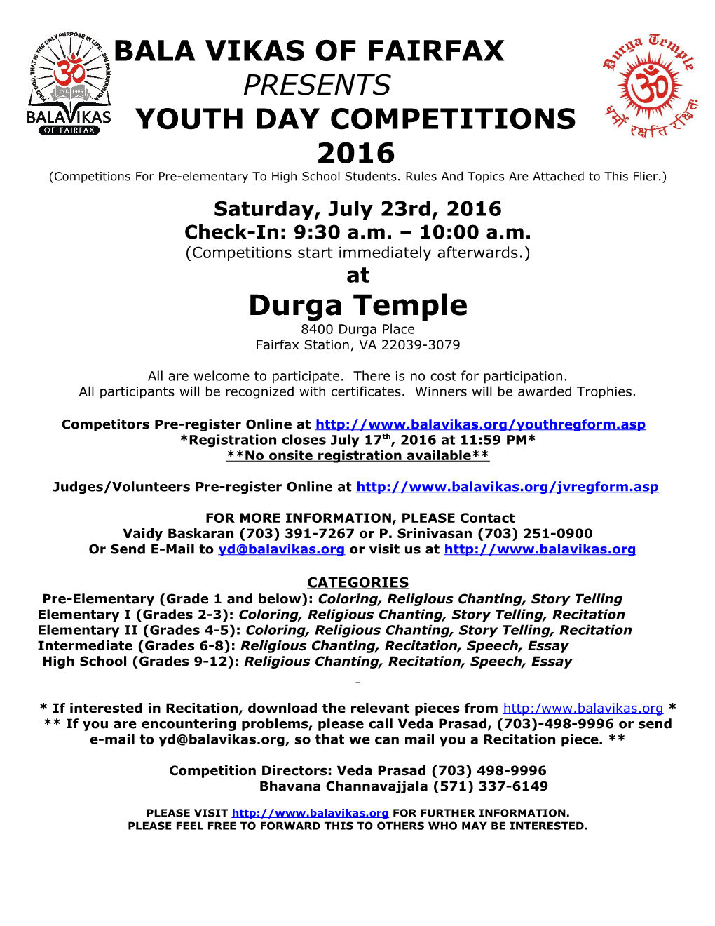 Youth Day Competitions 2016