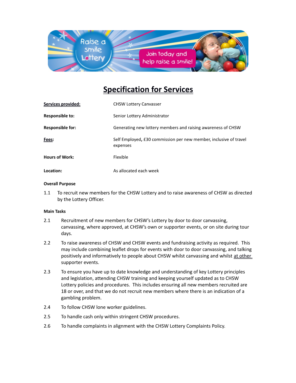 Specification for Services