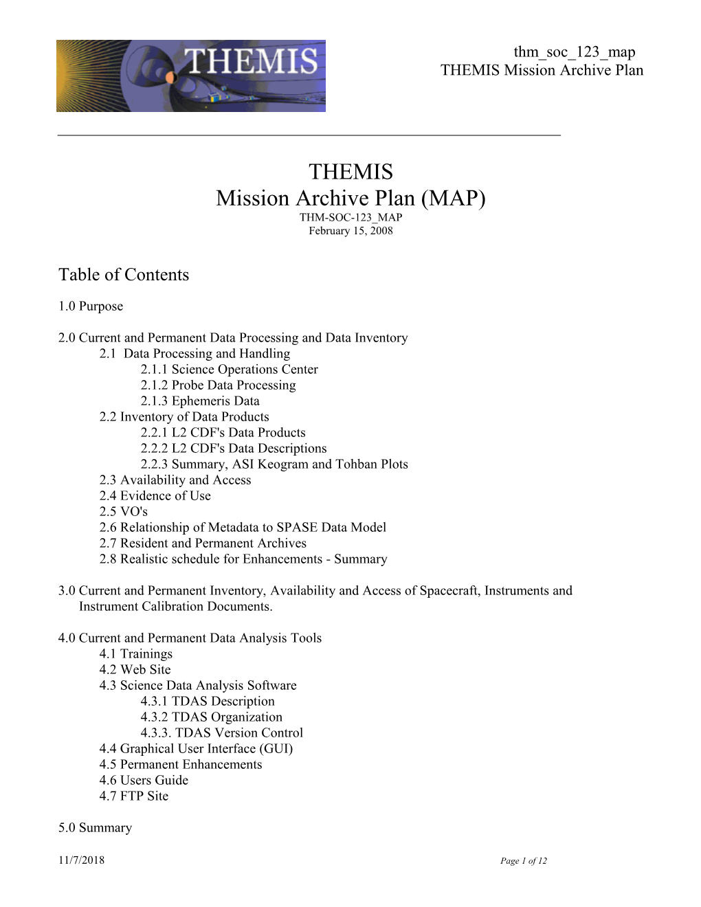 THEMIS Mission Archive Plan