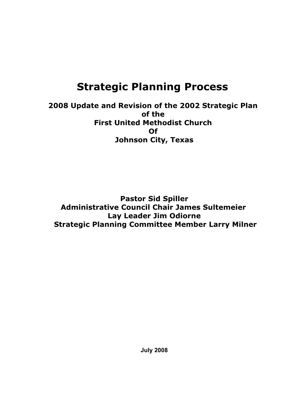 2008 Update and Revision of the 2002 Strategic Plan