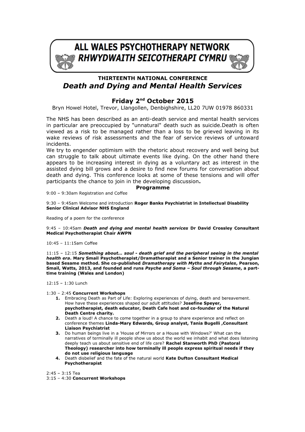 Death and Dying and Mental Health Services