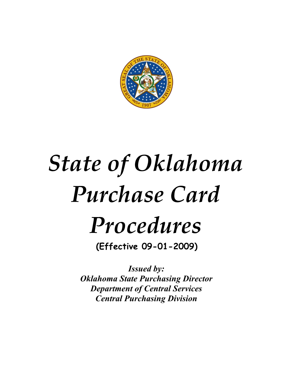 State of Oklahoma Purchase Card Procedures
