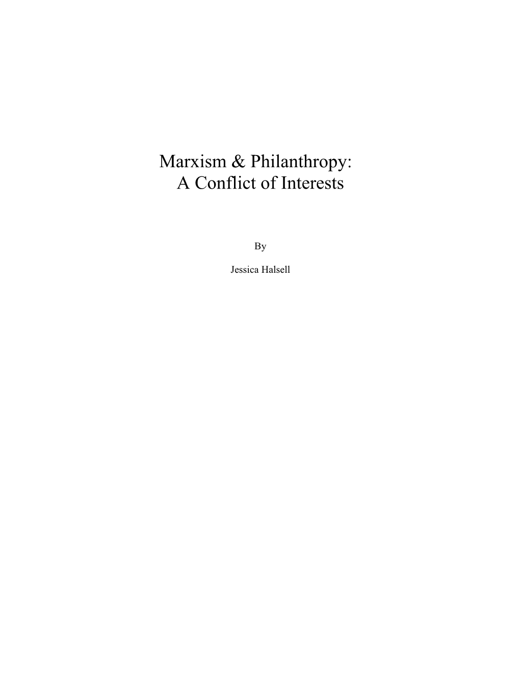 Marxism & Philanthropy: a Possible Conflict of Interests