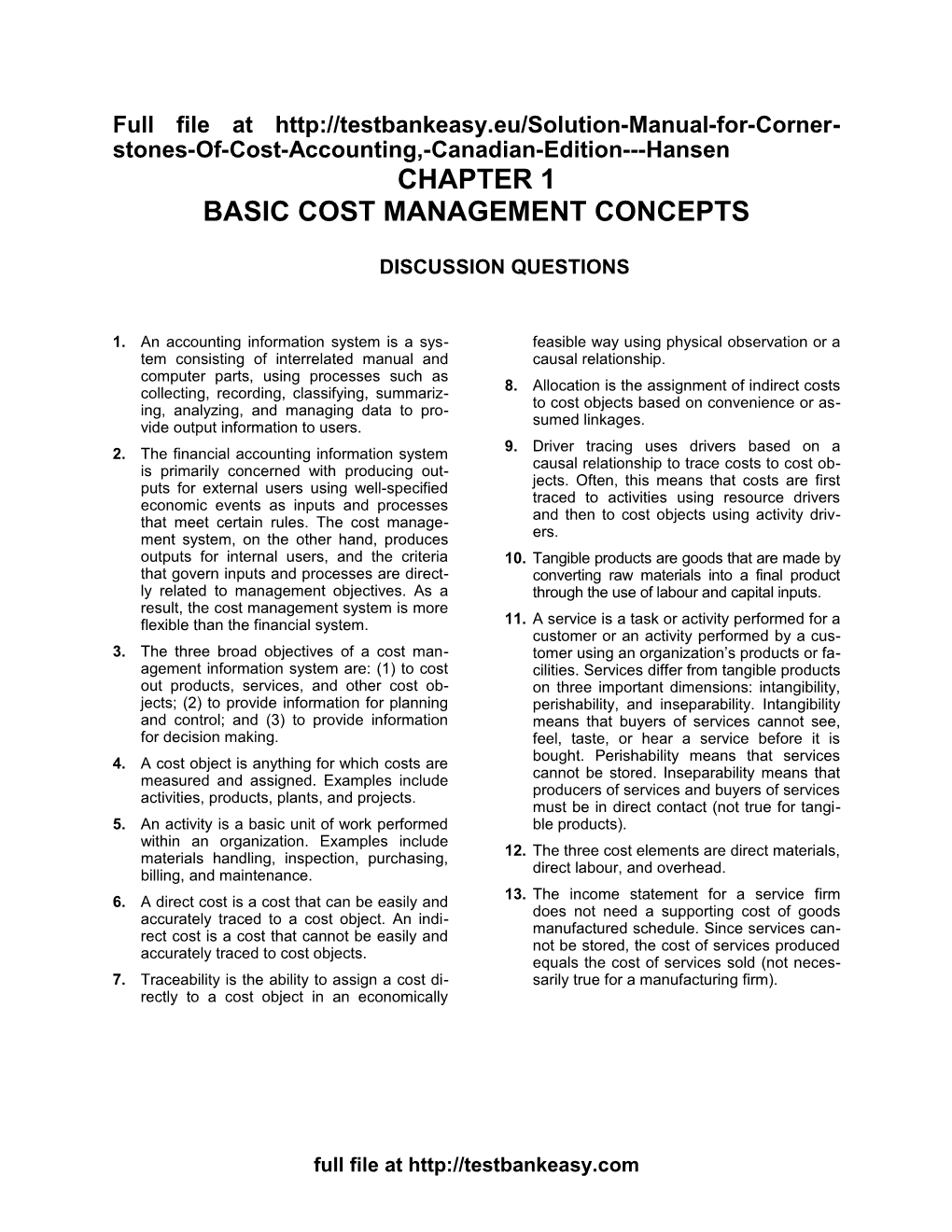Chapter 1Basic Cost Management Concepts