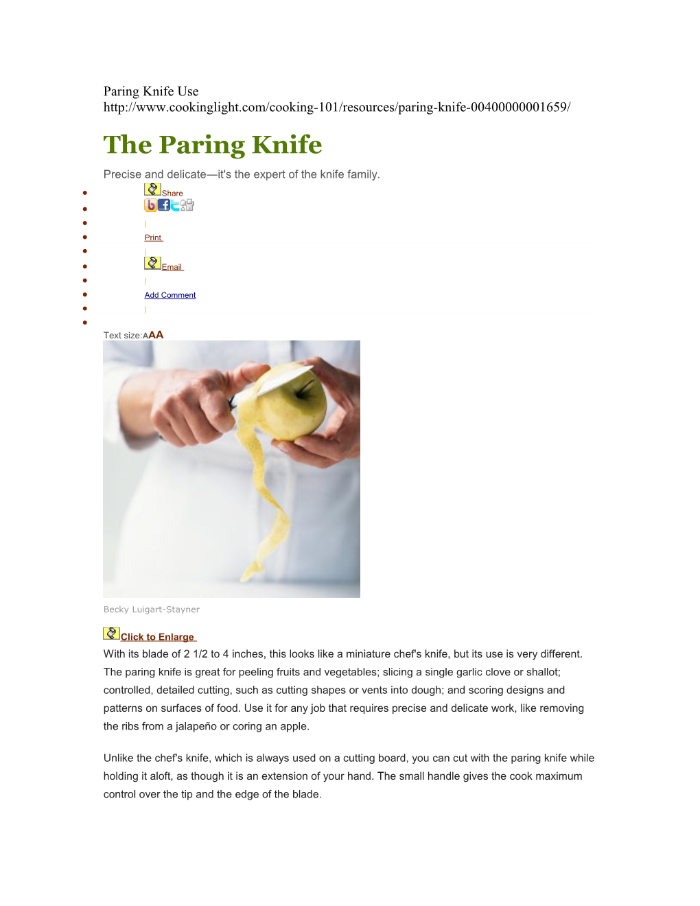 Paring Knife Use