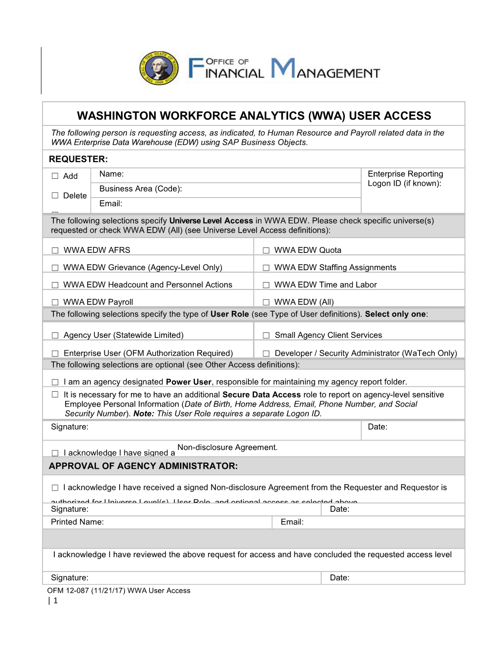 User Access Definitions