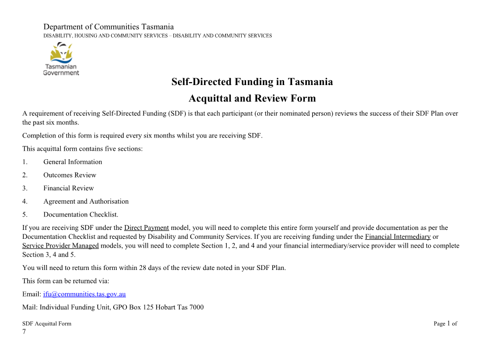 Self-Directed Funding in Tasmania