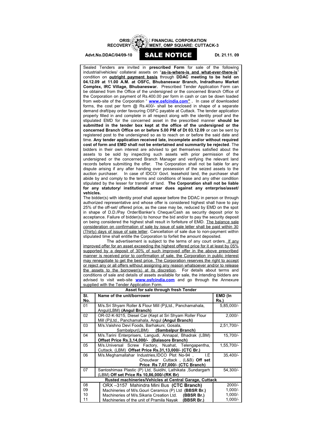 Orissa State Financial