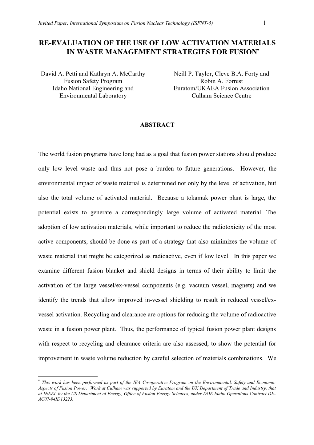 Re-Evaluation of the Use of Low Activation Materials in Waste Management Strategies for Fusion