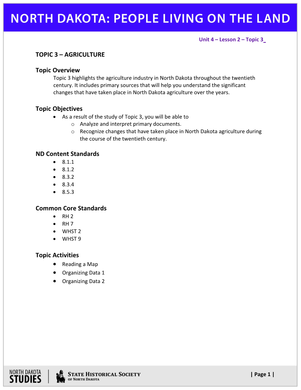 Topic 3 Agriculture