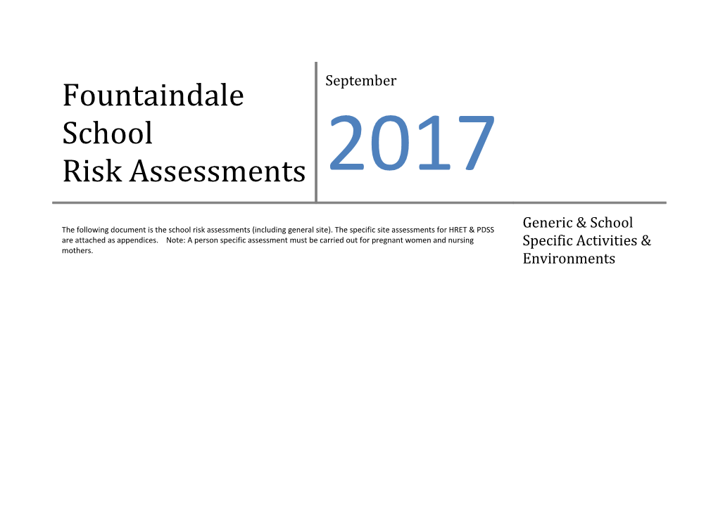 Fountaindale School Risk Assessments