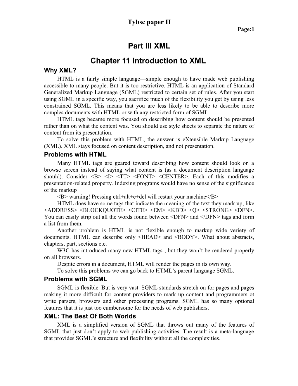 Chapter 11 Introduction to XML