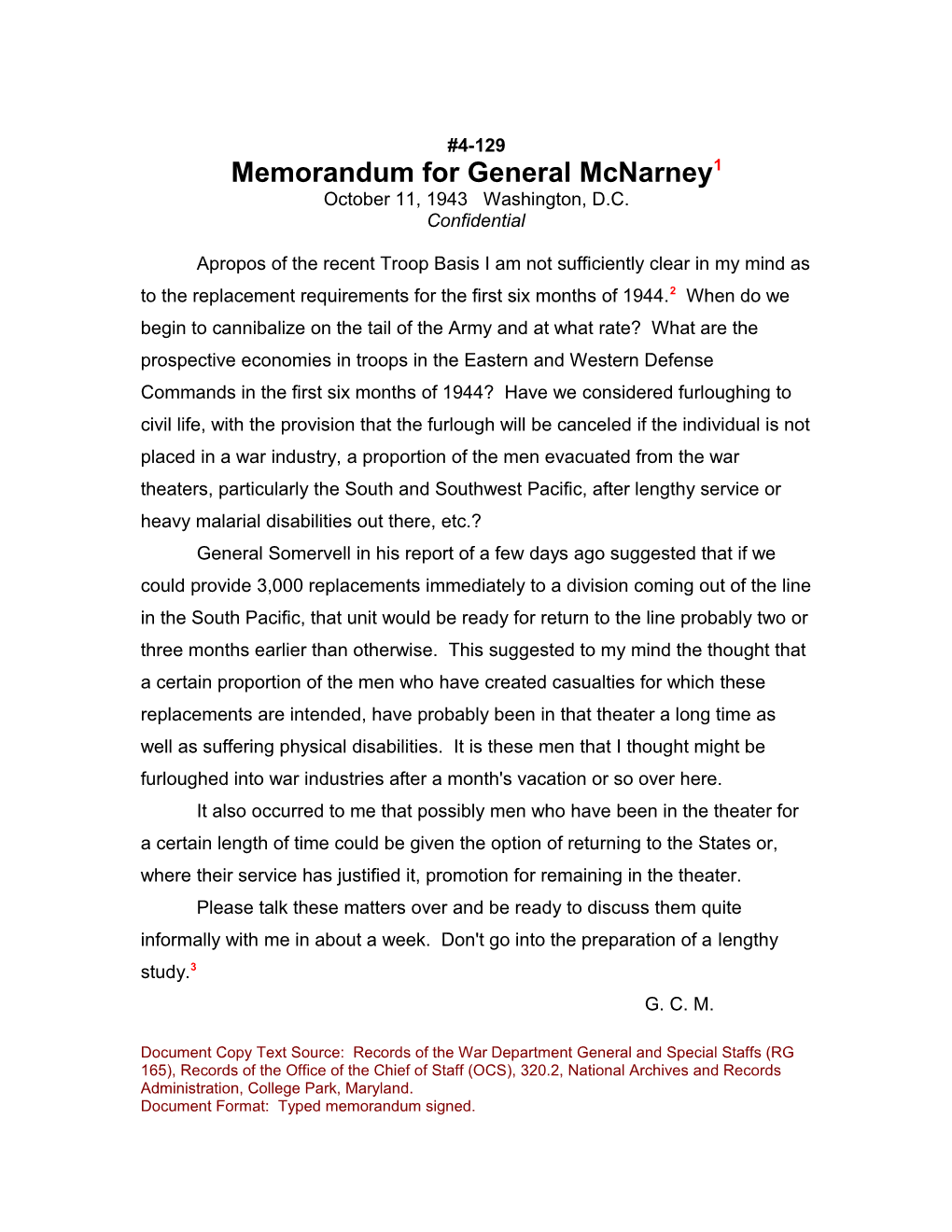 Memorandum for General Mcnarney1
