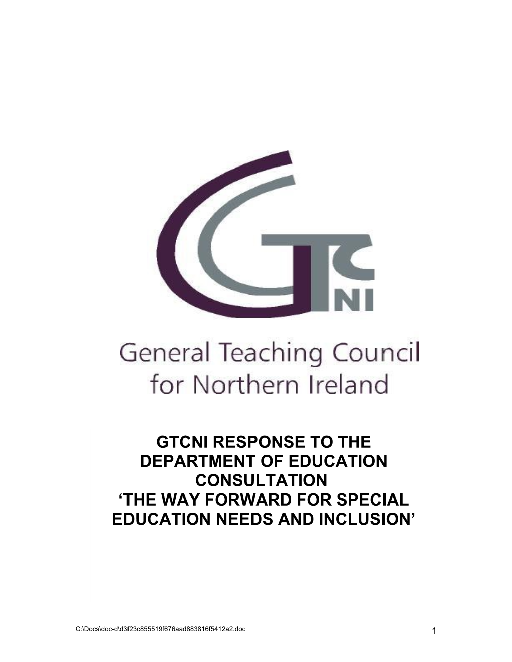 Draft Policy and Professional Education Committee Repsonse to the Department of Education