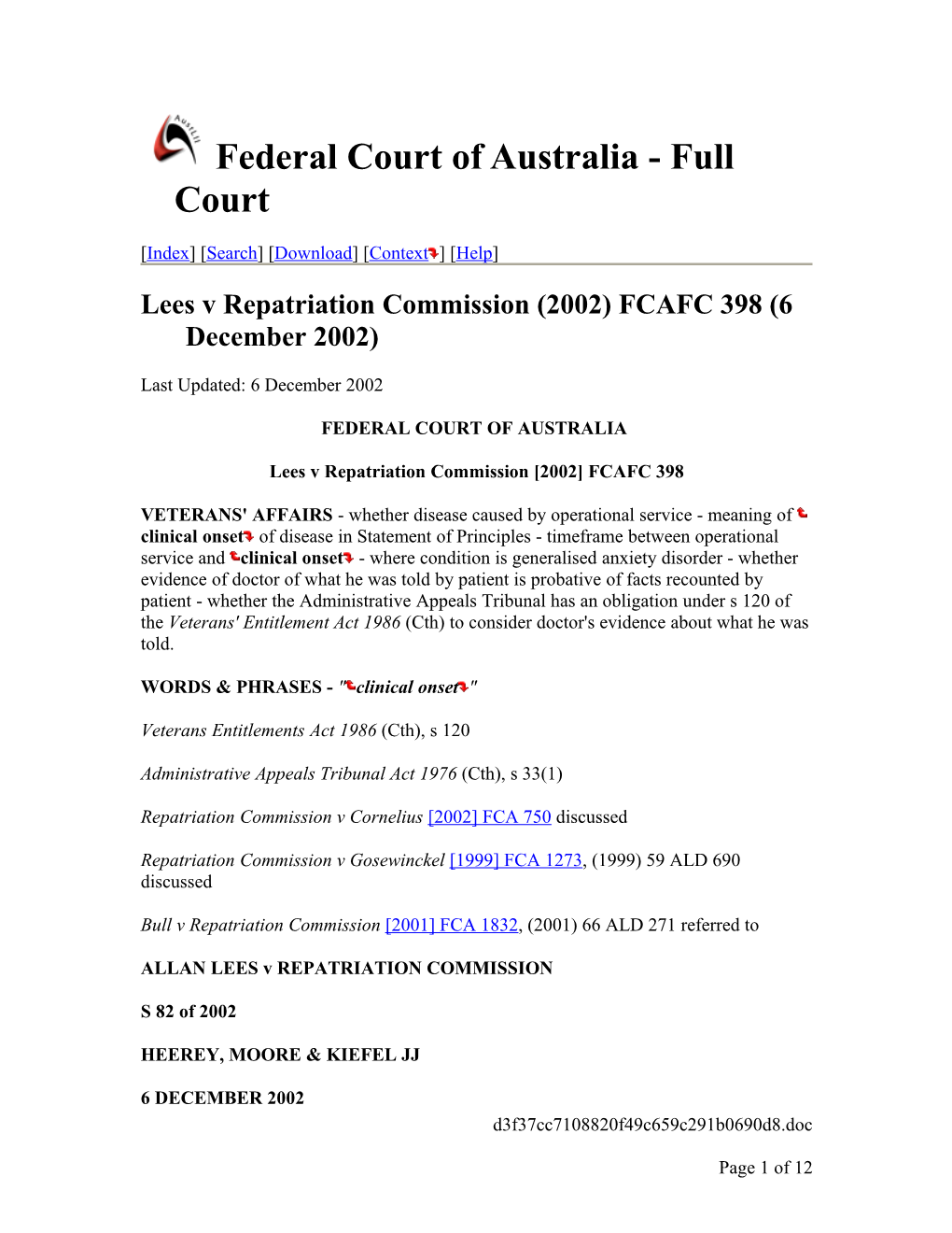 Federal Court of Australia - Full Court