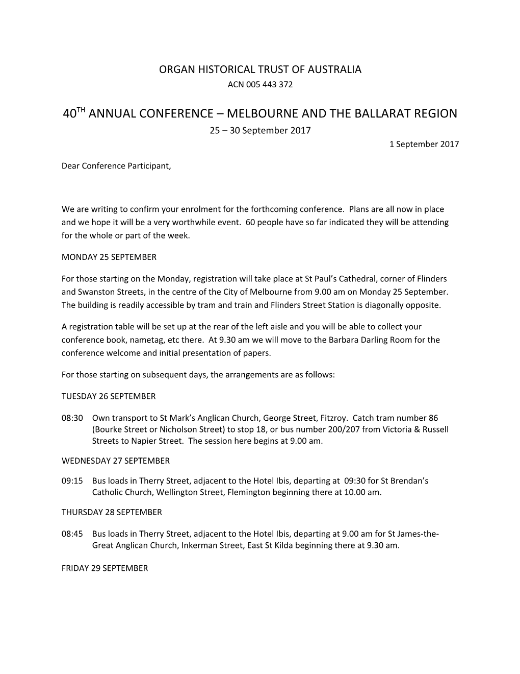 40Th Annual Conference Melbourne and the Ballarat Region