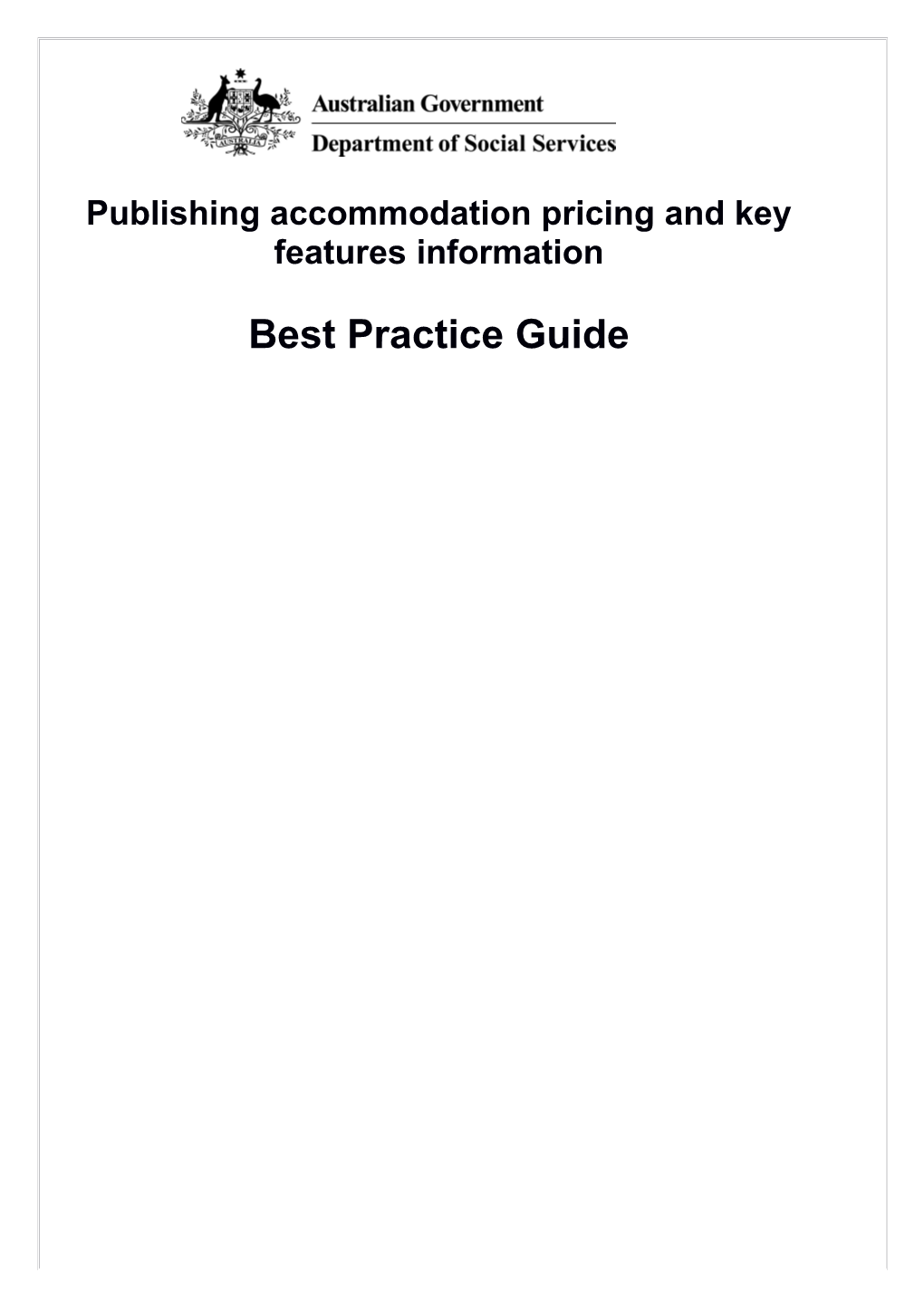 Publishing Accommodation Pricing and Key Features Information Best Practice Guide