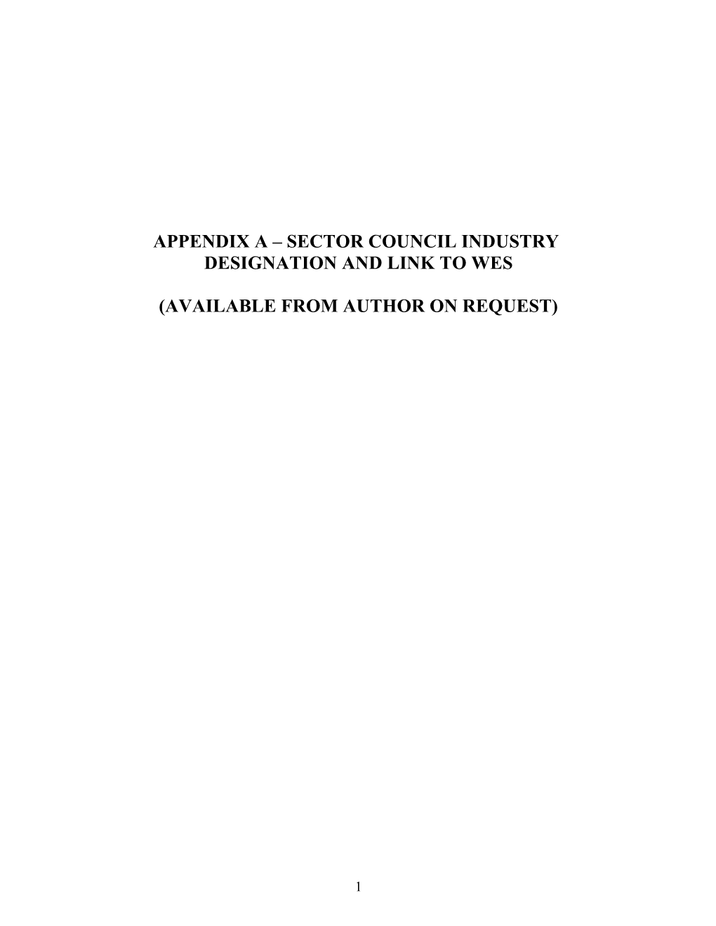 Appendix a Sector Council Industry