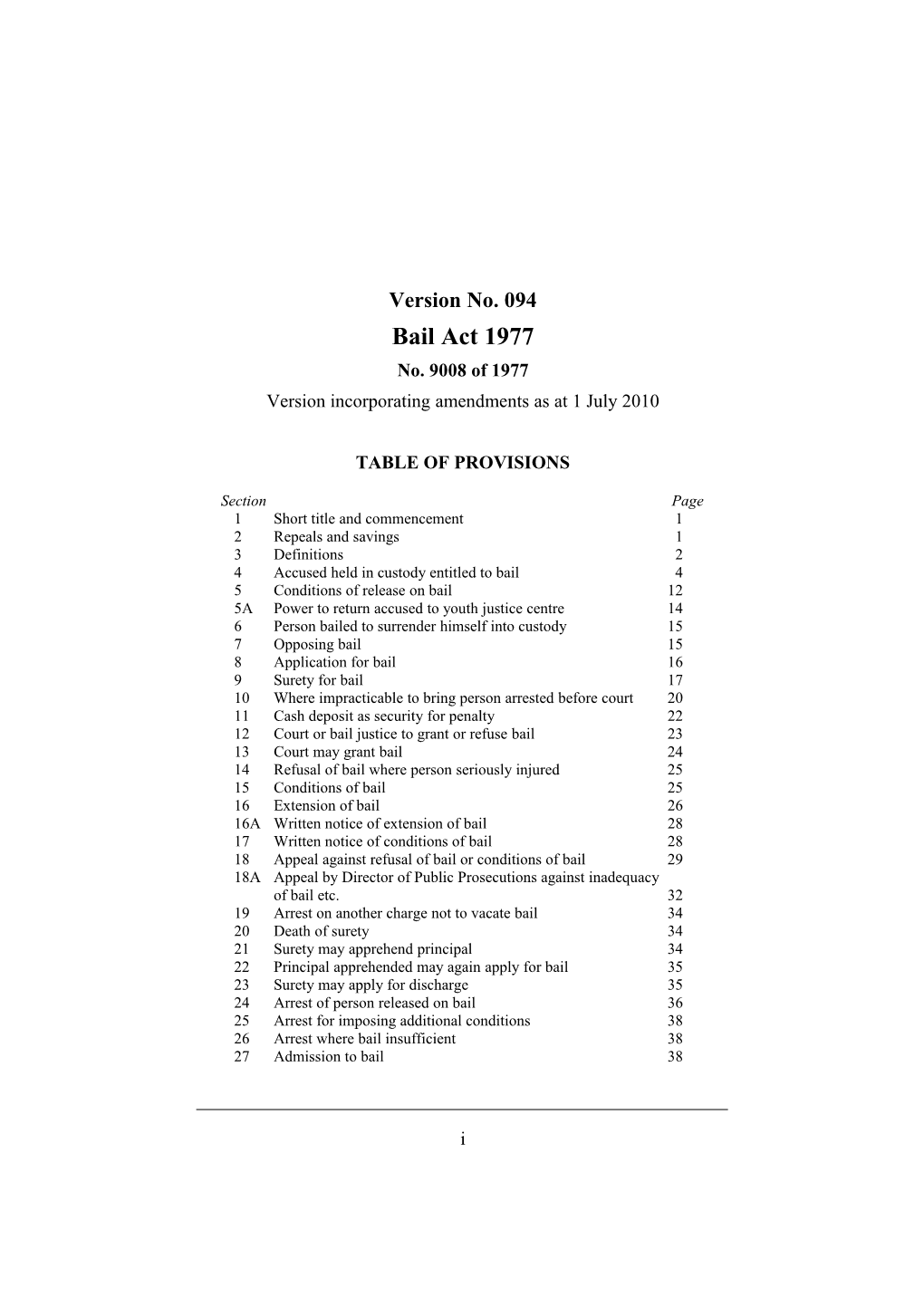 Version Incorporating Amendments As at 1 July 2010
