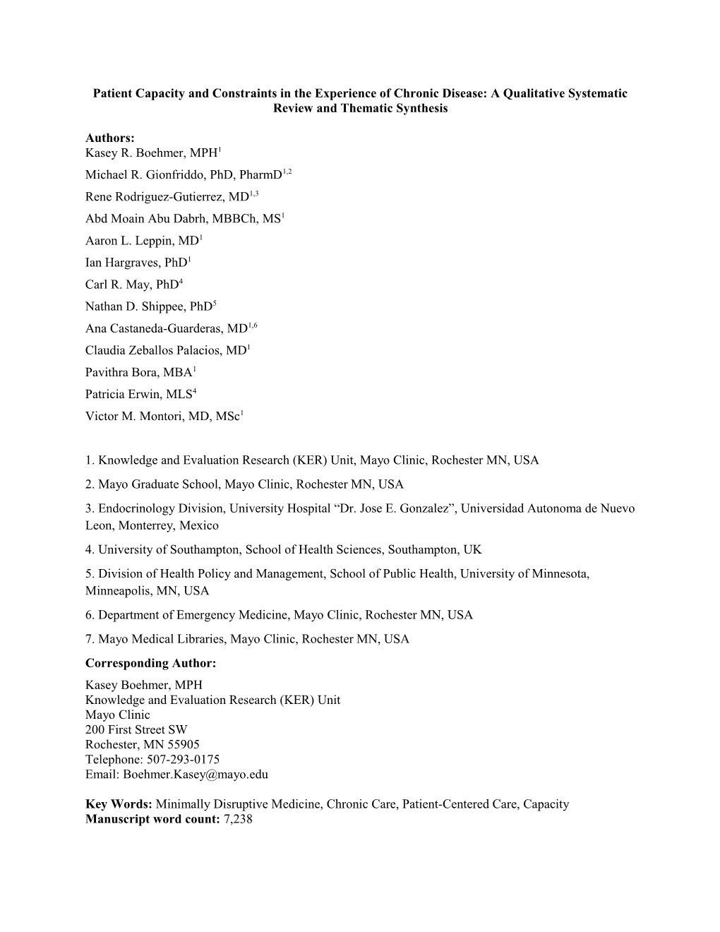 Patient Capacity and Constraints in the Experience of Chronic Disease: a Qualitative Systematic