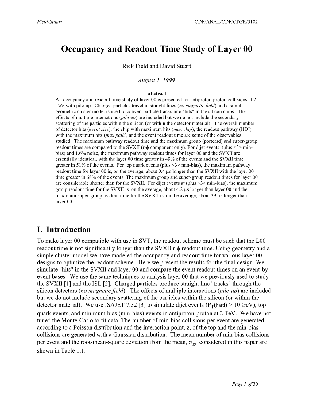 Occupancy and Readout Time Study of the SVXII & ISL