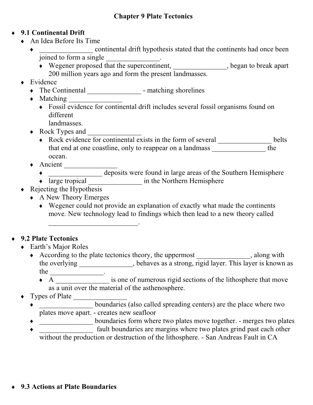 Chapter 9 Plate Tectonics