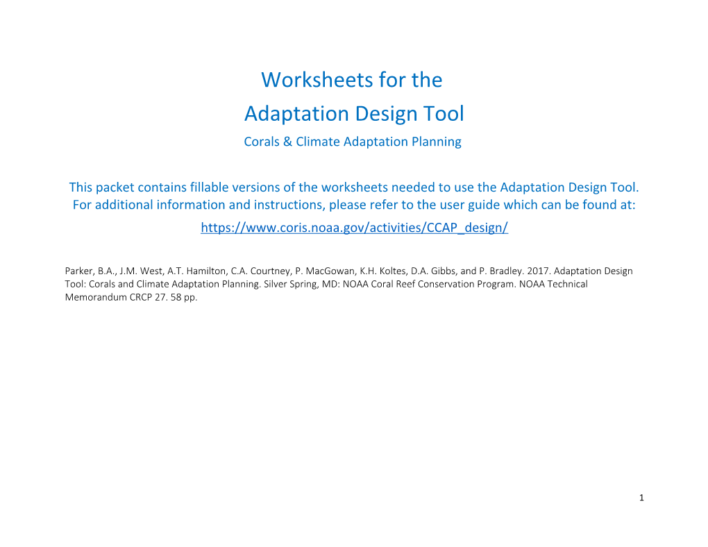 Corals & Climate Adaptation Planning