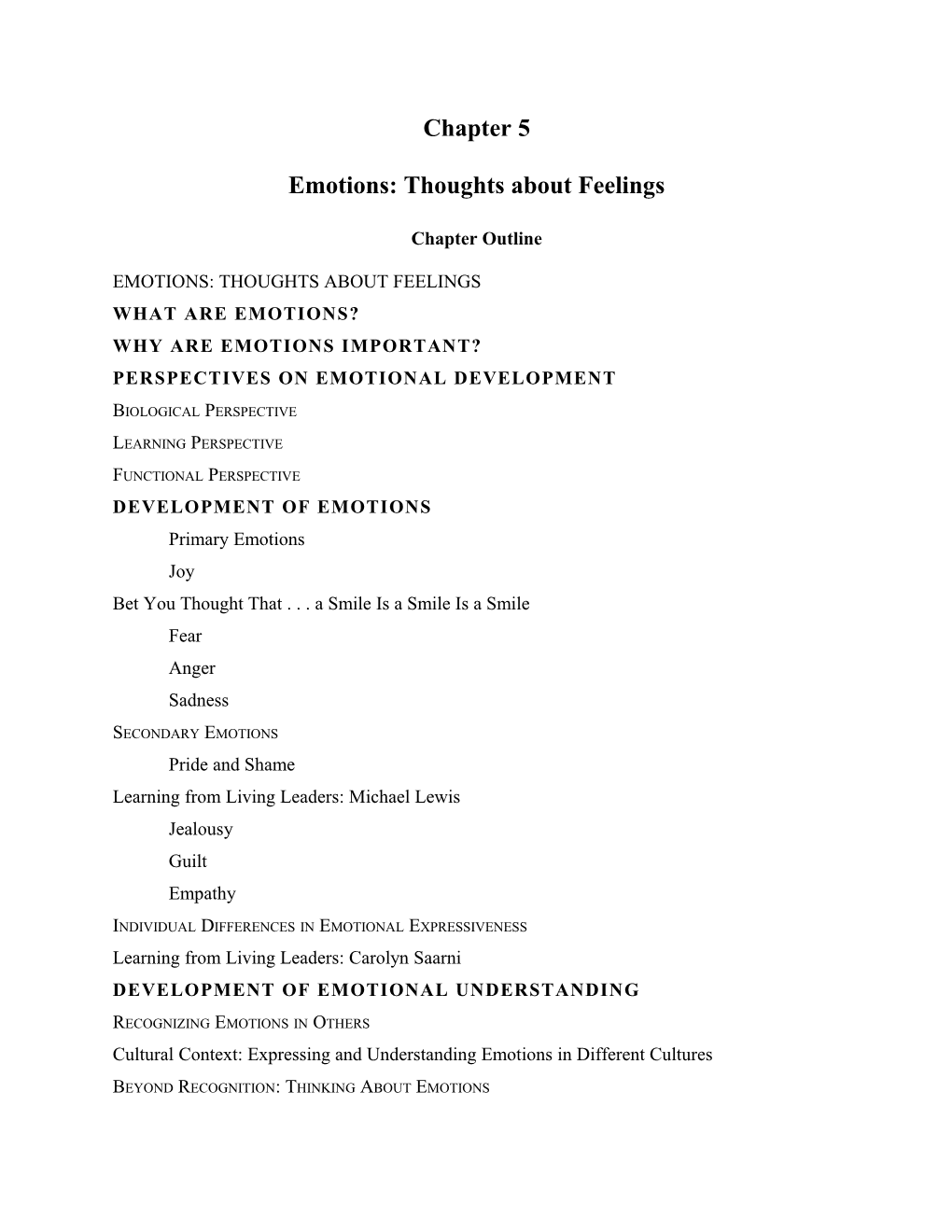 Emotions: Thoughts About Feelings