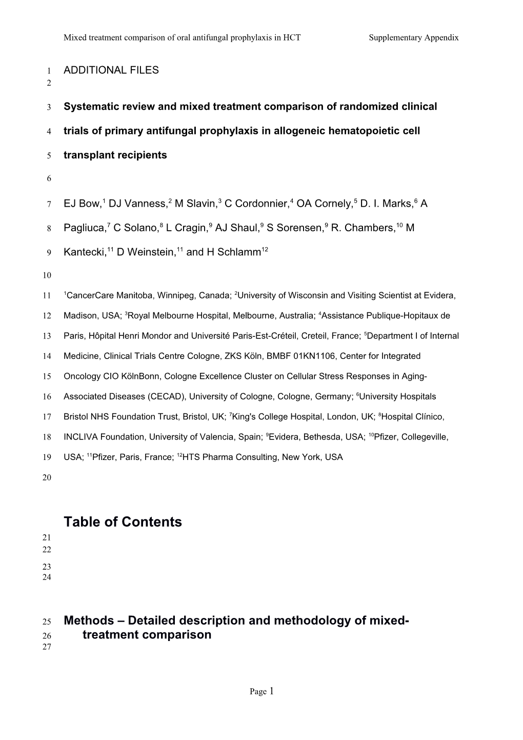 Mixed Treatment Comparison of Oral Antifungal Prophylaxis in HCT Supplementary Appendix