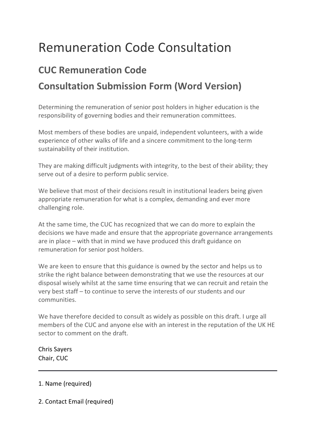 Consultation Submission Form (Word Version)