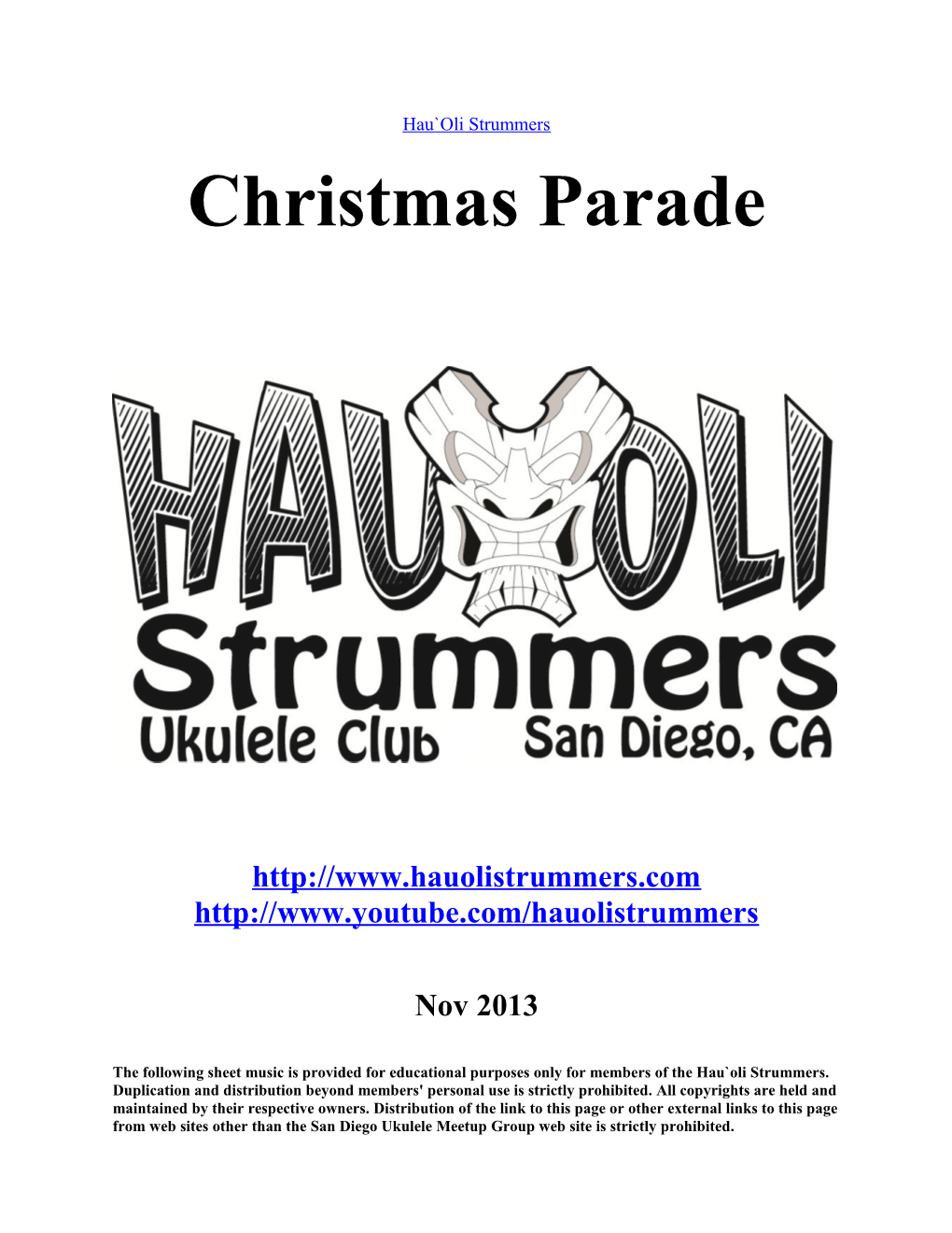 Hau Oli Strummers Songbook 1