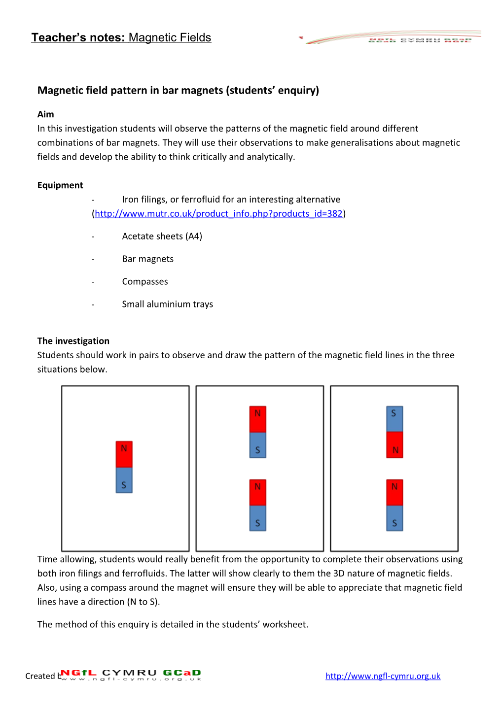 Magnetic Field Pattern in Bar Magnets (Students Enquiry)