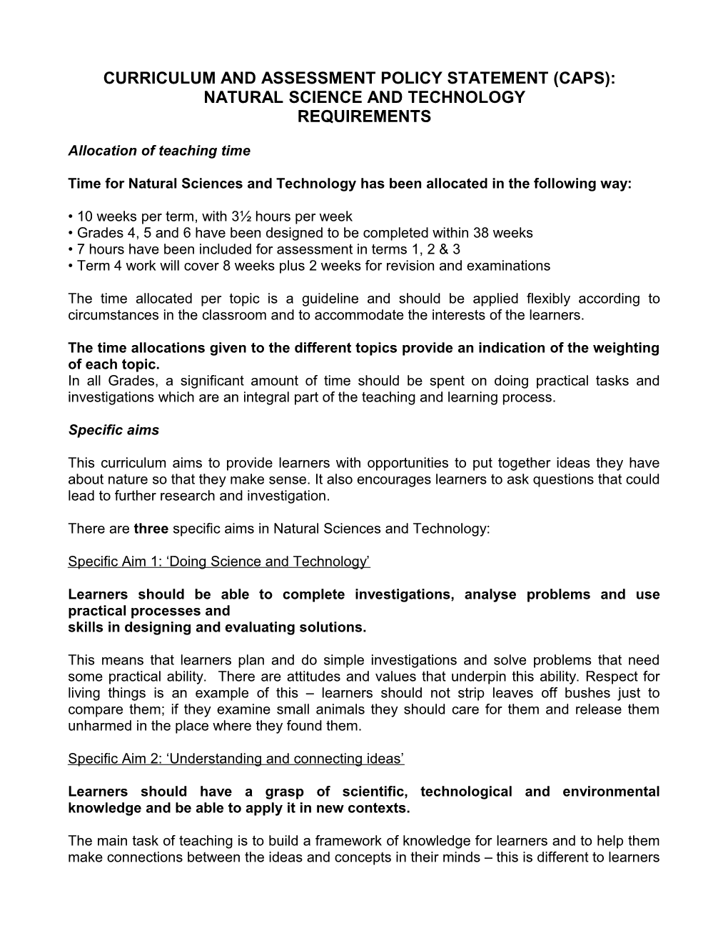 Curriculum and Assessment Policy Statement (Caps)