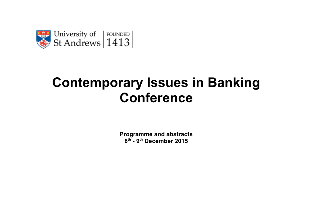 Contemporary Issues in Banking Conference