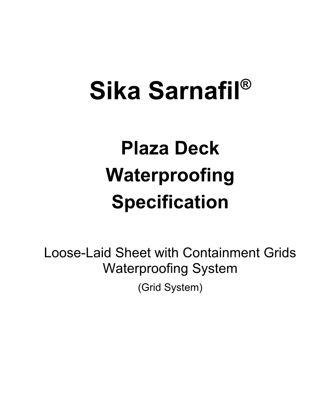 Sarnafil Guide Specification Grid System