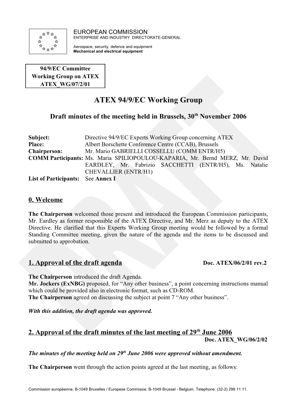 Draft Minutes ATEXWG Meeting 2006-11-30