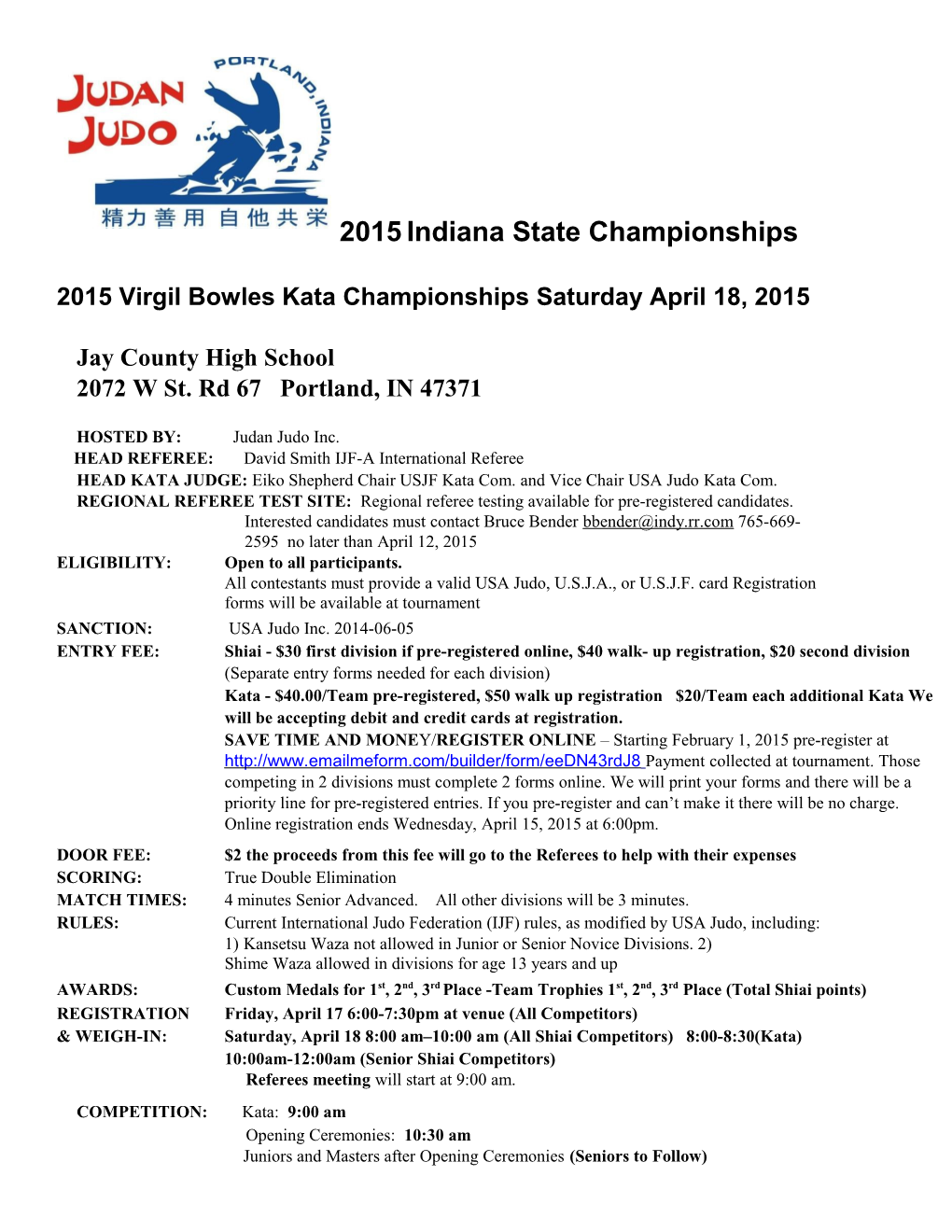 2007 INDIANA JUDO State Championships