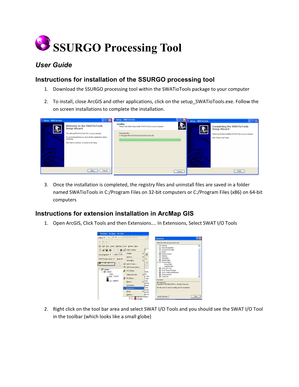Instructions for Installation of the SSURGO Processing Tool