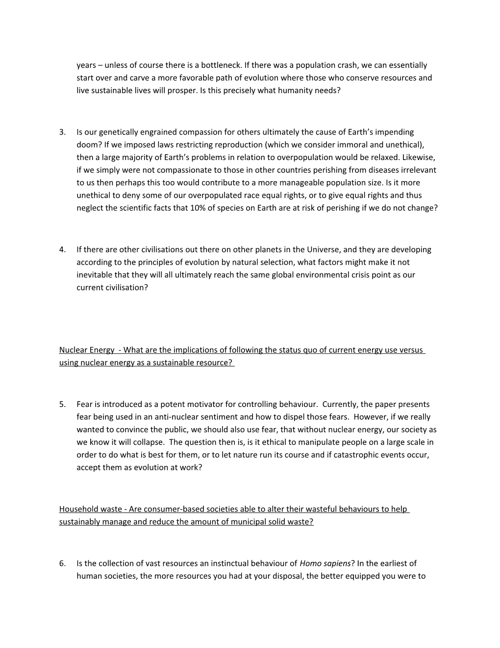 Guidelines for Developing Good Seminar Discussion Questions